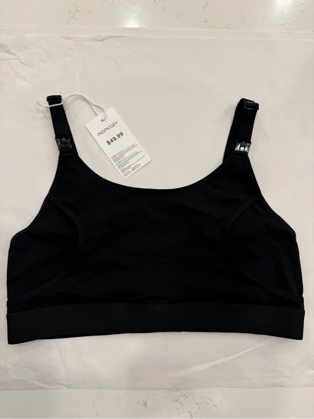 Momcozy Hands Free Pumping Bra Black Size L Cotton Nursing Maternity NWT